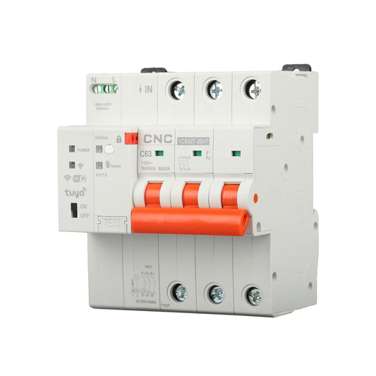 CNC 110V 3P Smart WiFi Circuit Breaker MCB WiFi Power Metering Circuit Breaker Smart Life Remote Control Automatic Wireless Interruptor Reclosing Switch(3P 1-63A Adjustable)