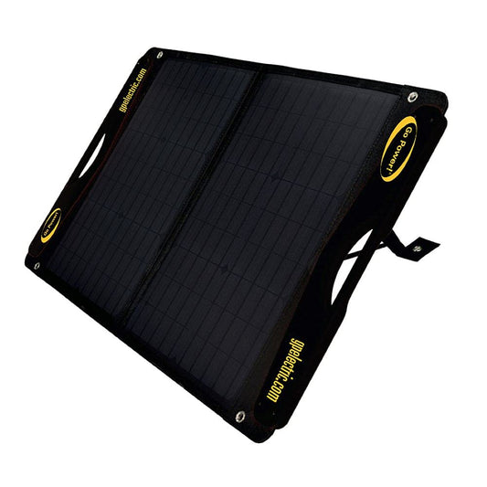 Go Power DuraLite 100-Watt Solar Panel with 30-Amp PWM Charge Controller, Foldable, High-Efficiency Monocrystalline Cells, Expandable to 300-Watt, Ideal for Camping, RVs, Campers, ATVs, Boats - Black