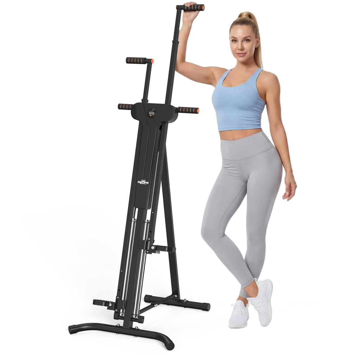 Relife Stair Stepper, Vertical Climber Exercise Machine for Home Gym, Stair Climber with 4 Metal Guide Rails Folding Step Fitness Machines Cardio Workout Machine 5-Level Heights 2026 Newer Version