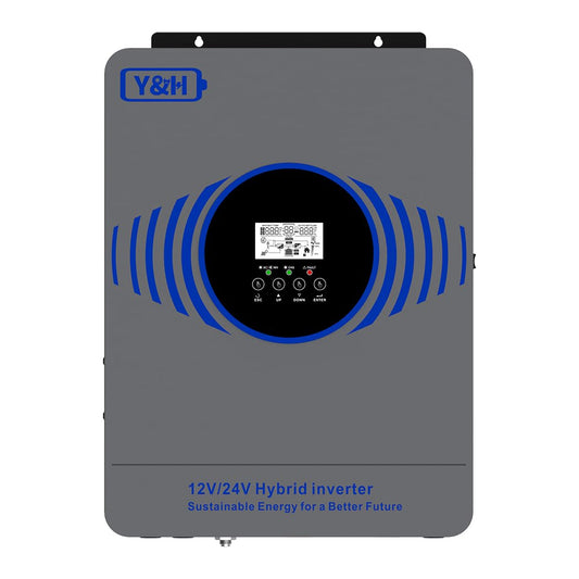 Y&H 4200W Hybrid Solar Inverter AC230V to DC12V/24V Dual Voltage Pure Sine Wave Off-Grid Inverter, Built-in 100A MPPT Controller, Max PV Power 4000W Input with BMS /RS485, for Home/RV/Backup Power