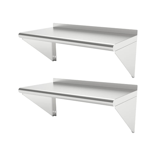 STEELBUS 12''x36'' - 2PACKS Wall Mounted Stainless Steel Shelf NSF Commercial Metal Wall Mount Floating Shelving for Kitchen, Restaurant, Food Truck,Garage,Washrooms,Home&Hotel