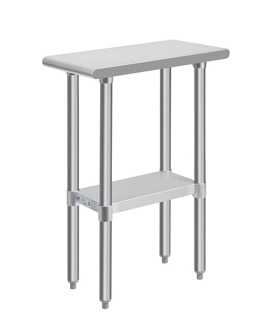Hally Stainless Steel Table for Prep & Work 24 x 12 Inches, NSF Commercial Heavy Duty Table with Undershelf and Galvanized Legs for Restaurant, Home and Hotel