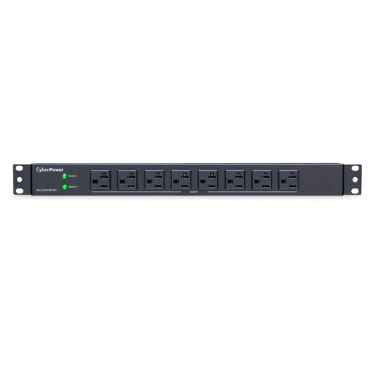 CyberPower PDU30BT8F8R Basic PDU, 100 – 125V/30A (Derated to 24A), 16 Outlets, 12 Foot Power Cord, 1U Rackmount