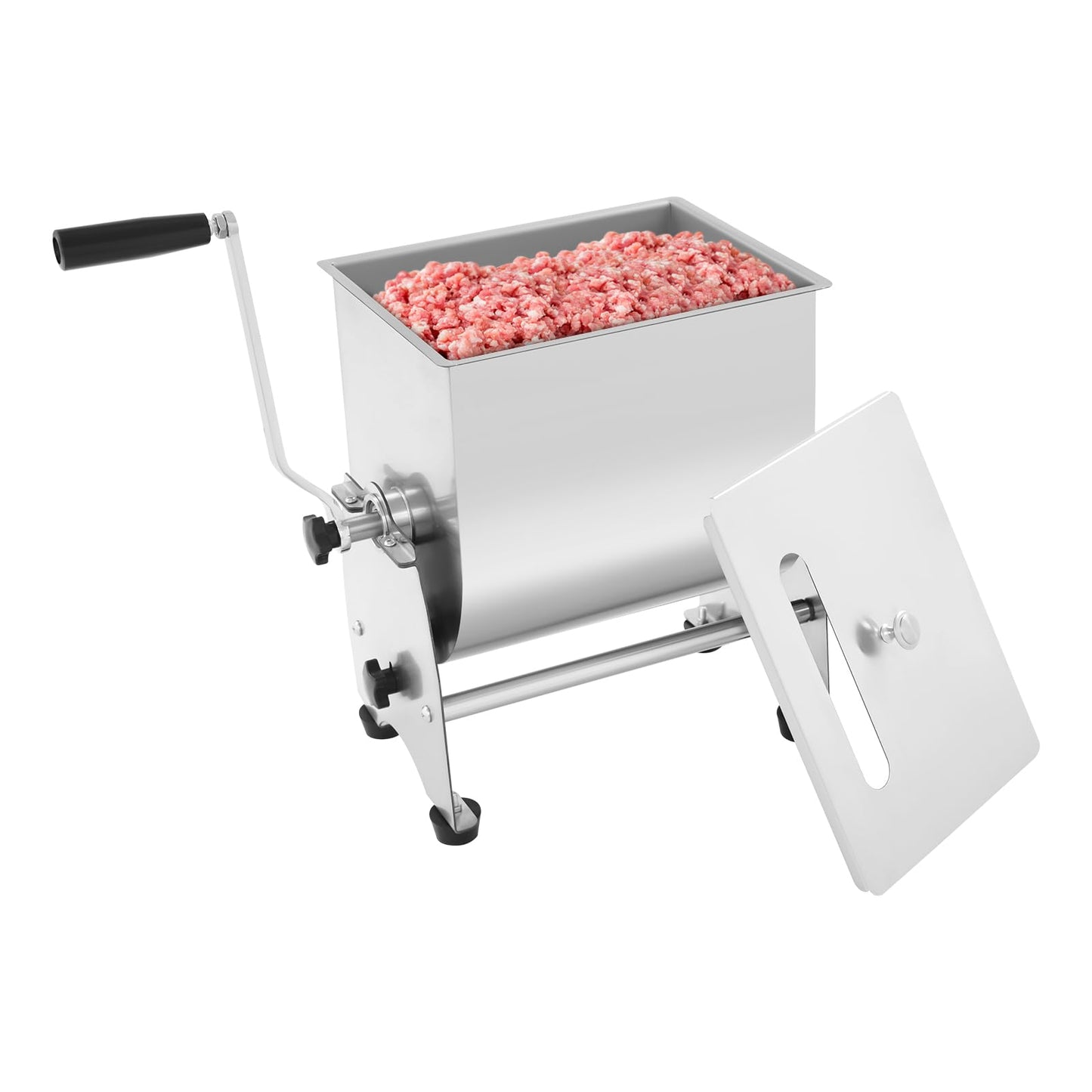 Meat Mixer, 22/44lbs Manual Stainless Steel Tilt Tank Hand Crank Sausage Mixer Machine Commerial Food Mixer with Removable Paddle for Home Deli Butcher Mixing Vegetables Spices (Tilt-type, 22lbs)