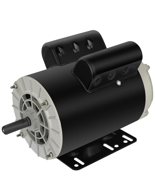 5HP SPL Electric Motor 3450 RPM, Air Compressor Motor, Single Phase 56Frame Motor, 208V-230V 5/8" Shaft Diameter Rolled Steel Shell 60HZ