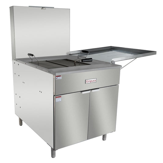 EMPURA 57" Liquid Propane Deep Donut Fryer | Commercial Doughnut Fryers with Reversible Drip Tray for Restaurant Concession Stand Cafe | 170 lb Oil Capacity, 57"W x 41.3"D x 58"H, Stainless Steel, NSF