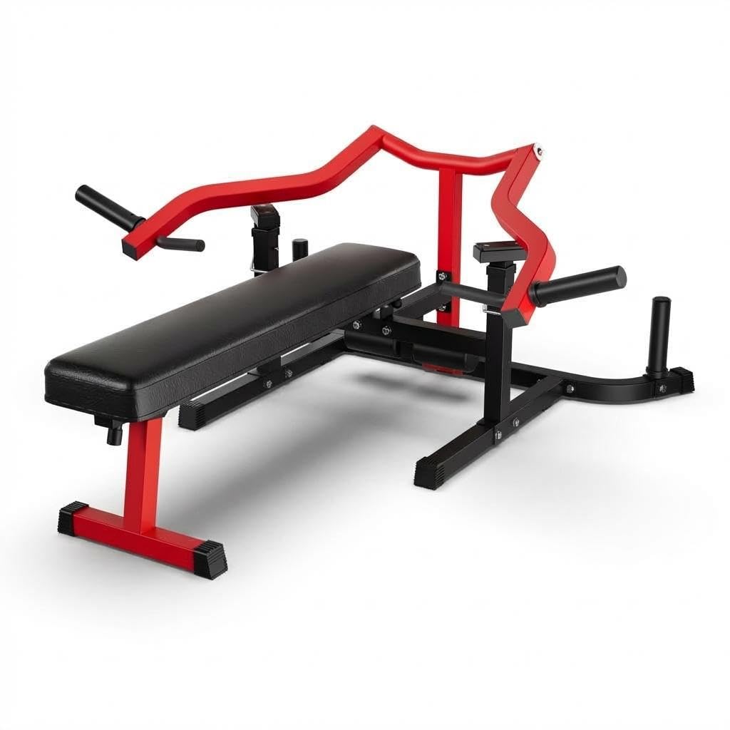 COZONY Versatile 3-in-1 Chest Press Bench – Adjustable Flat/Incline/Decline Strength Machine with Independent Converging Arms, Ideal for Home Gym Full Body Workouts – Red and Black