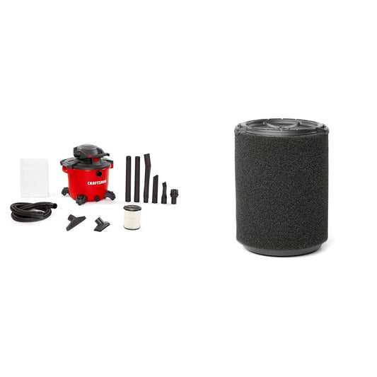 CRAFTSMAN CMXEVBE17607 16 Gallon 6.5 Peak HP Wet Dry Vac with Detachable Blower, Portable Shop Vacuum Wet and Dry with Dry Filter, Wet Filter, Dust Bag and Attachments for Garage, Outdoor Cleaning