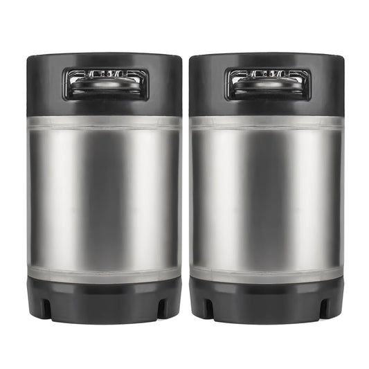 TMCRAFT New 2.5 Gallon Ball Lock Keg, Stainless Steel Beer Keg with Dual Rubber Handle for Home Brew- 2 Pack