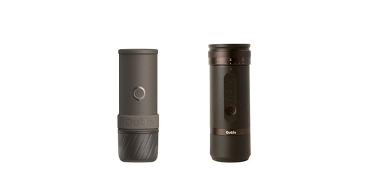 OutIn Mino with Fino, Portable Electric Espresso Machine with Portable Electric Coffee Grinder (Brown & Brown)