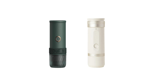 OutIn Mino with Fino, Portable Electric Espresso Machine with Portable Electric Coffee Grinder (Green & White)