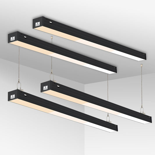 DAKASON 4FT LED Linear Lights, 40W 3/4/5000K Selectable Hanging Light, 4’ Linkable Office Shop Light Fixture, 0-10VDimmable Architectural Lighting Fixture ETL Listed for Gym Retails 4Pack
