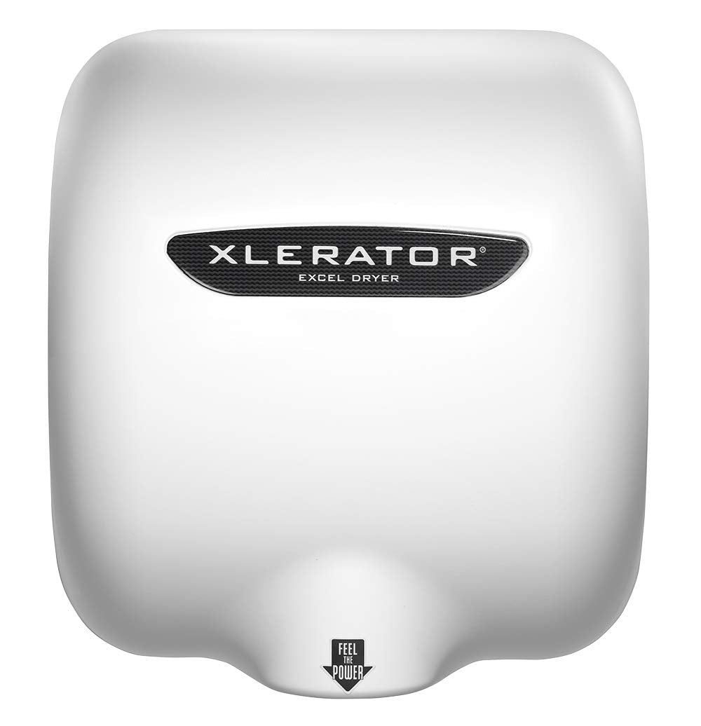 Excel Dryer XL-BWV Hand Dryer XLERATOR XL-BW Automatic, Surface-Mounted, White Thermoset (BMC) Cover, 208-277V Standard Nozzle