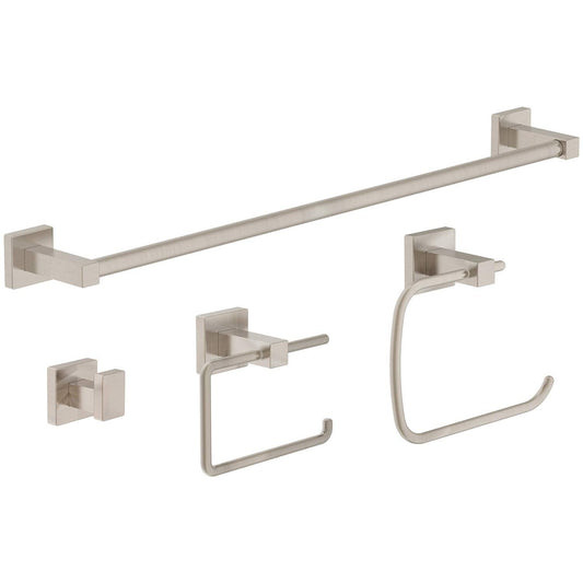 Symmons 36AC4BUNDLESTN Duro 4-Piece Wall-Mounted Bathroom Hardware Set in Satin Nickel