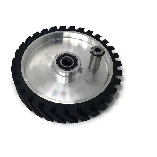 10 x 2" Belt Grinder Contact Wheel,Belt Sander Bearings Serrated Rubber Contact Wheels With 2 heavy Duty bearing 6205 RS
