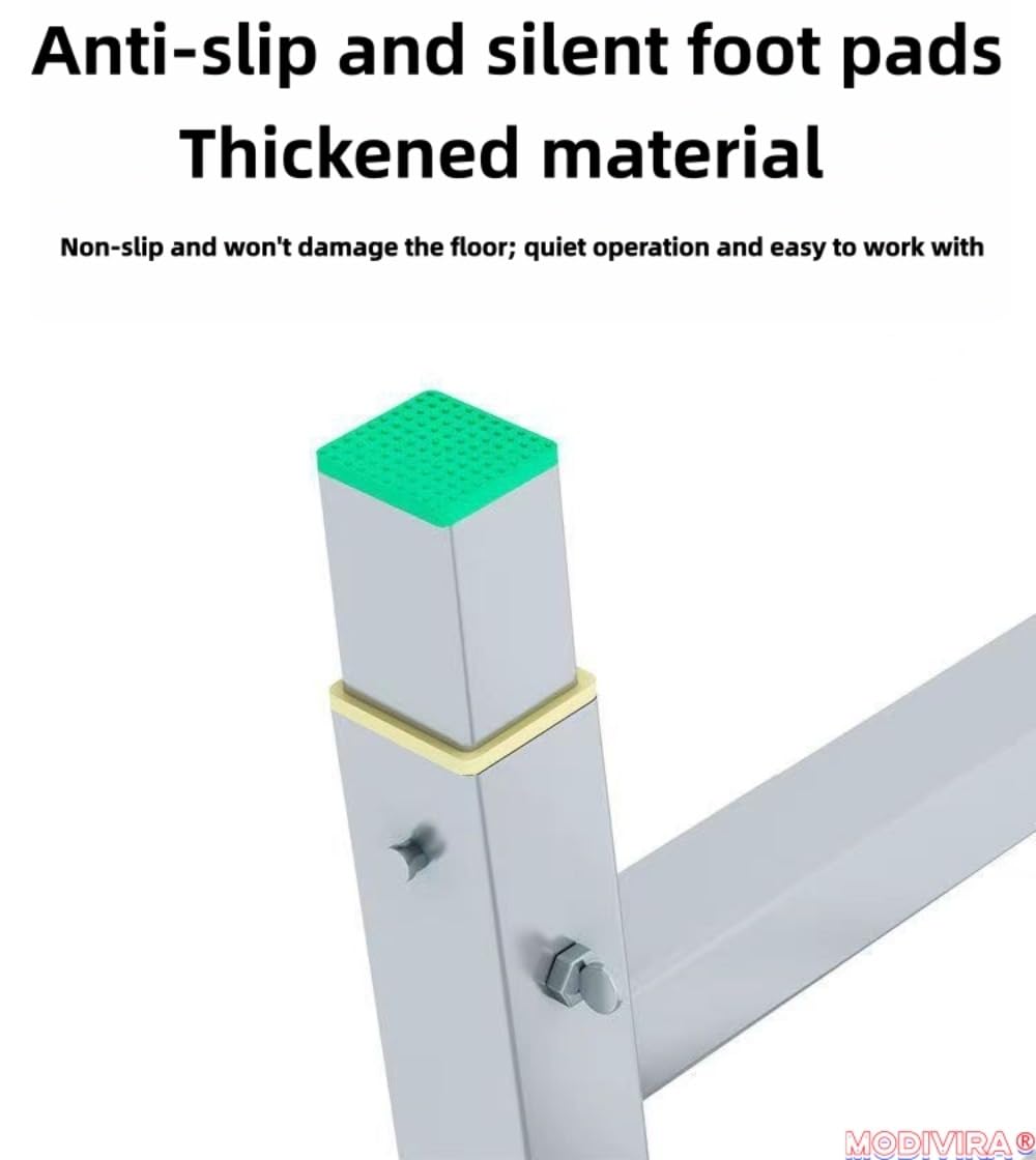 Modivira Folding Scaffolding with Adjustable Heights Heavy Duty Portable Steel Ladder with Non-Slip Feet for roof Cleaning Paint Home Improvement (A,62.99" * 11.81")
