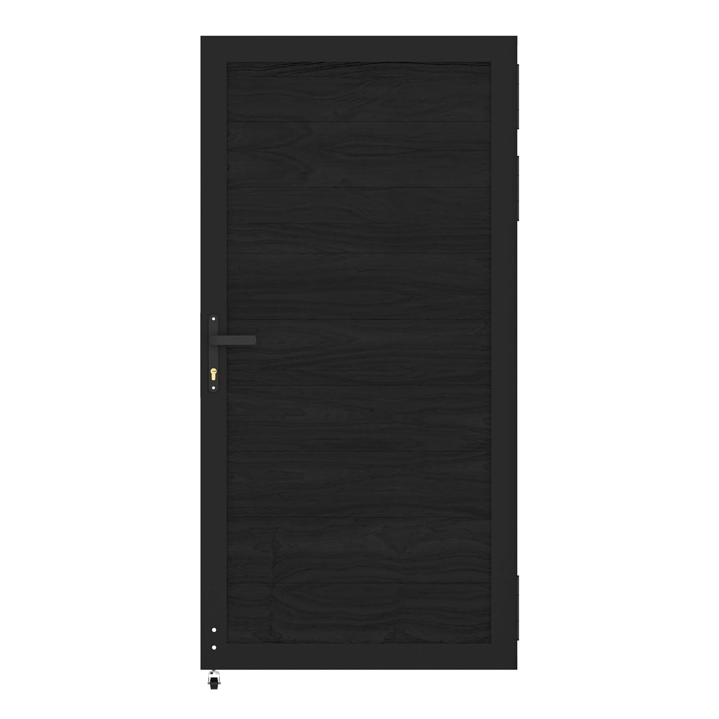 Treslam Wood Plastic Privacy Fence Gate 6ft(H) x 3ft(W), Metal Frame with Knob Kits, Durable Composite Outdoor Gate,Black