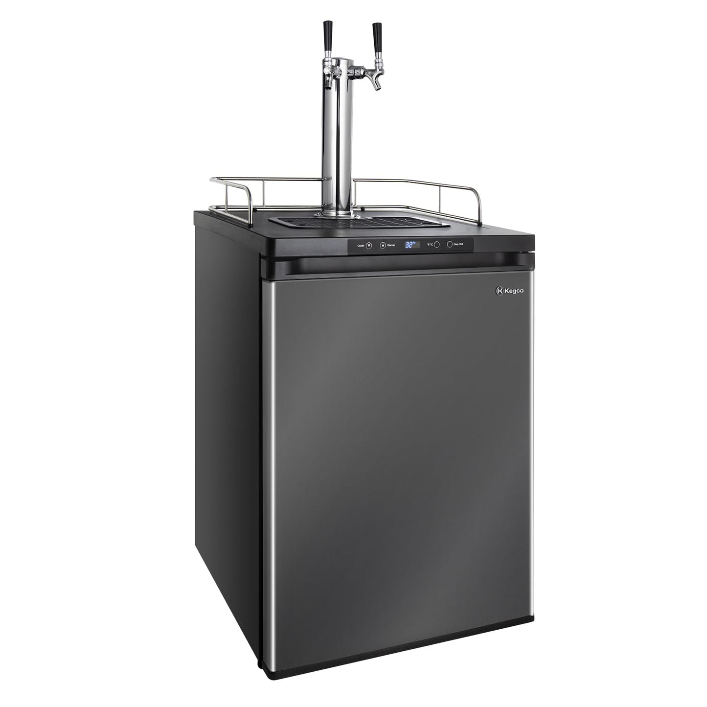 Kegco 3PK309X-2 24″ Dual-Tap Digital Homebrew Kegerator – Stainless Steel Draft Beer Refrigerator, Converts to Fridge