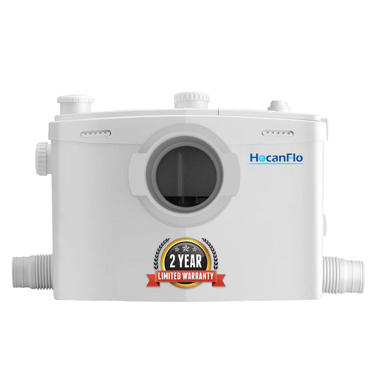 HOCANFLO 800W Macerator Pump for Basement Upflush System, High Efficiency Sewerage Pump with 2 Outlets/4 Inlets,Macerating Pump for Toilet, Sink, Basement, Laundry, Kitchen,36ft Vertical Pumping