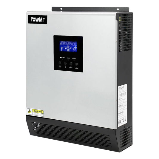 PowMr 2400W Solar Inverter, 24VDC to 110V/120VAC Pure Sine Wave with 50A PWM Charge Controller, Hybrid Inverter for Homes, RV, 24V Lead-Acid, Sealed Gel/AGM Battery, Off-Grid Systems
