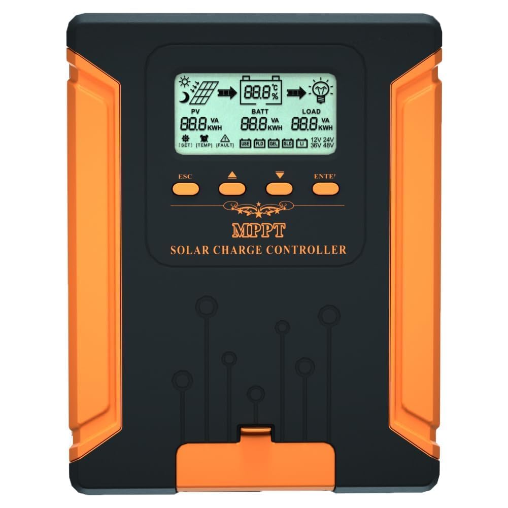 SolaMr [𝐔𝐩𝐠𝐫𝐚𝐝𝐞𝐝] 80A 180V MPPT Solar Charge Controller 12V/24V/36V/48V, LCD Screen Solar Panel Controller for Gel Sealed Flooded and Lithium LiFePO4 Battery (CM80A)