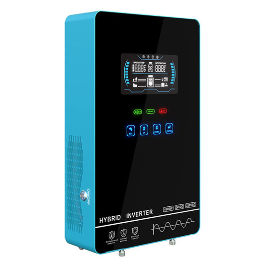 Y&H 4000W Hybrid Solar Inverter DC24V 120VAC Pure Sine Wave Output Battery-Free Starting, Built-in 140A MPPT Charger, 6.25" Touch LCD, UPS/Line/Battery Mode, for Off-Grid Home/RV/Energy Storage System
