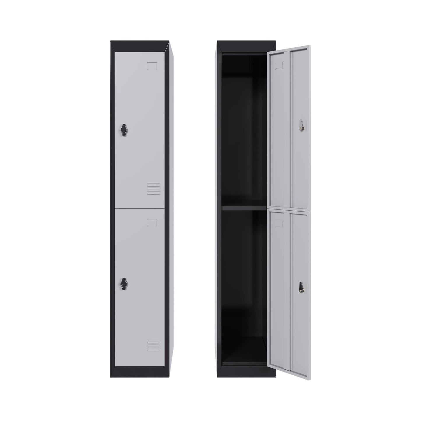 ExploreHorizon 72" Tall Metal Locker Cabinet with Lockable Doors & Keys, Employee Storage Organizer for School, Gym, Office, Home, Garage, Mudroom, Durable Steel Cabinet, Black - 2 Doors