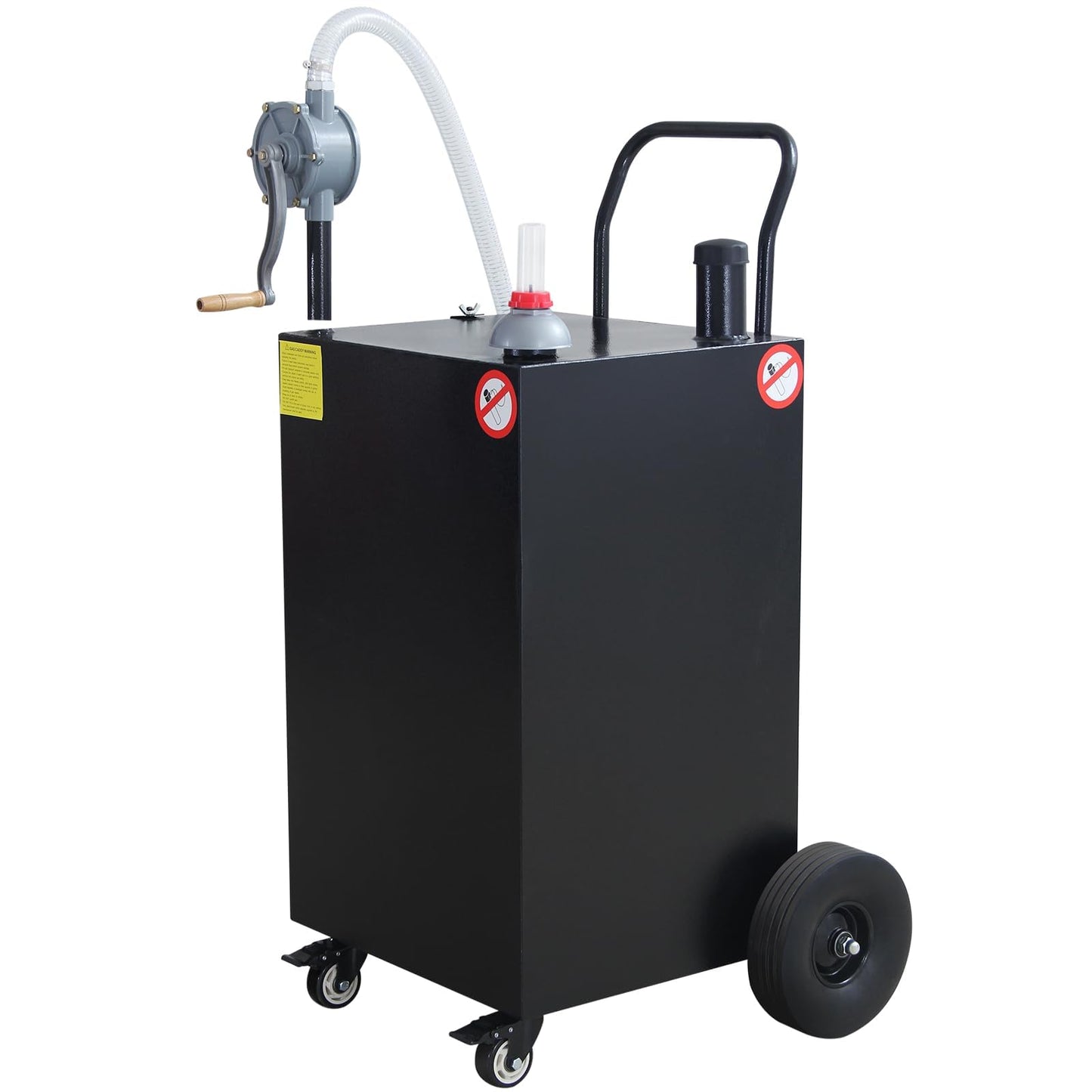 45 Gallon Fuel Caddy with Manual Pump Heavy Duty Portable Gas & Diesel Transfer Tank All Terrain 4 Wheel Cart with Brakes Gasoline Diesel Fuel Container for Tractor Truck & Farm Use