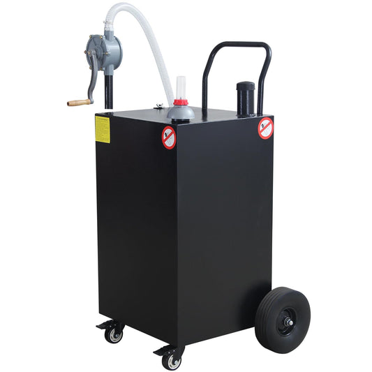 Fuel Caddy,40 Gallon Portable Fuel Caddy with Manual Pump,Heavy Duty Gasoline & Diesel Transfer Tank On 4 Wheels for Cars,Lawn Mowers,Trucks,ATVs,Boats Black