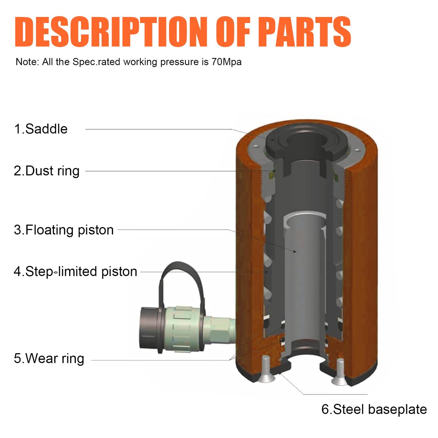 HZLZRZ 30T Hydraulic Cylinder Jack Hollow Single Acting Hydraulic Ram Cylinder, Hydraulic Lifting Cylinders 2"(50mm) and Porta Power Kit(RCH-302)
