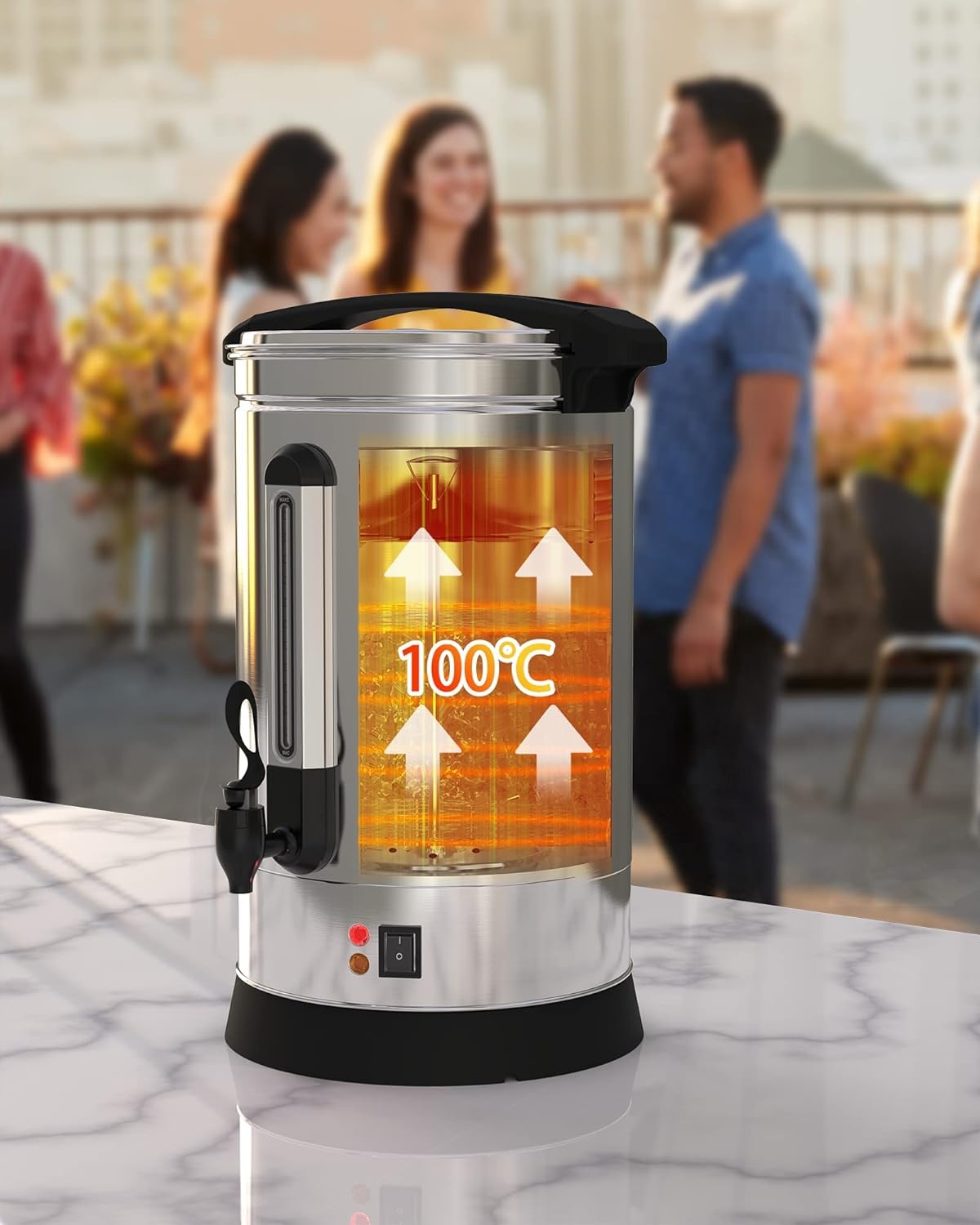 Garvee Coffee Urn 120 Cups/18L, Stainless Steel Commercial Coffee Maker 4.8 gal Electric Large Hot Beverage Hot Water Dispenser Coffee Dispenser Hot Water Urn For Business, Party,Catering,Silver