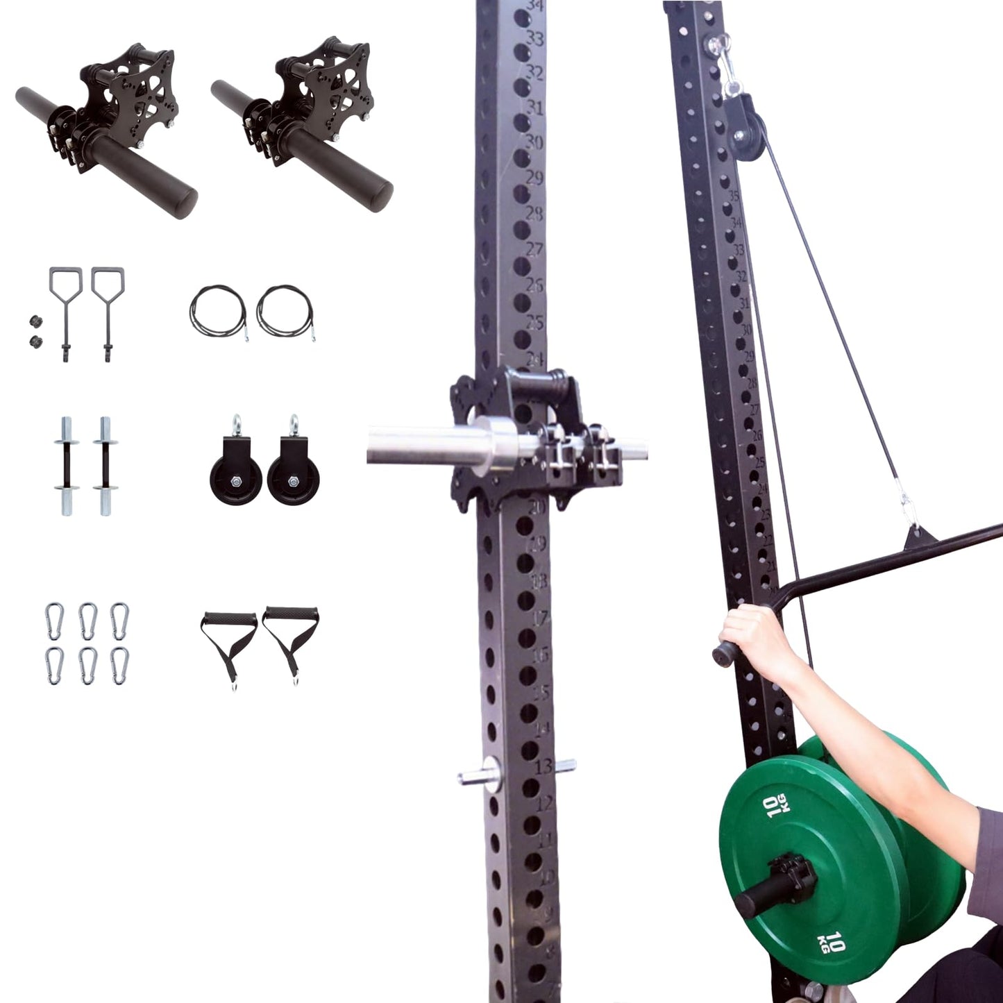 MARLANG Upgrade Smith Machine Attachments for Power Rack Attachment, Cable Machine Attachment for Squat Rack Attachments, Power Rack Pulley Attachments for Cable Crossover LAT Pull Down Squat Set C