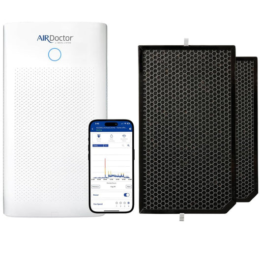 AIRDOCTOR AD5500i SMART 4-in-1 Air Purifier for Extra Large Spaces & Large Rooms- UltraHEPA, Carbon, VOC Filters Capture Particles 100x Smaller Than HEPA Standard with Extra VOC Filter- Bundle.