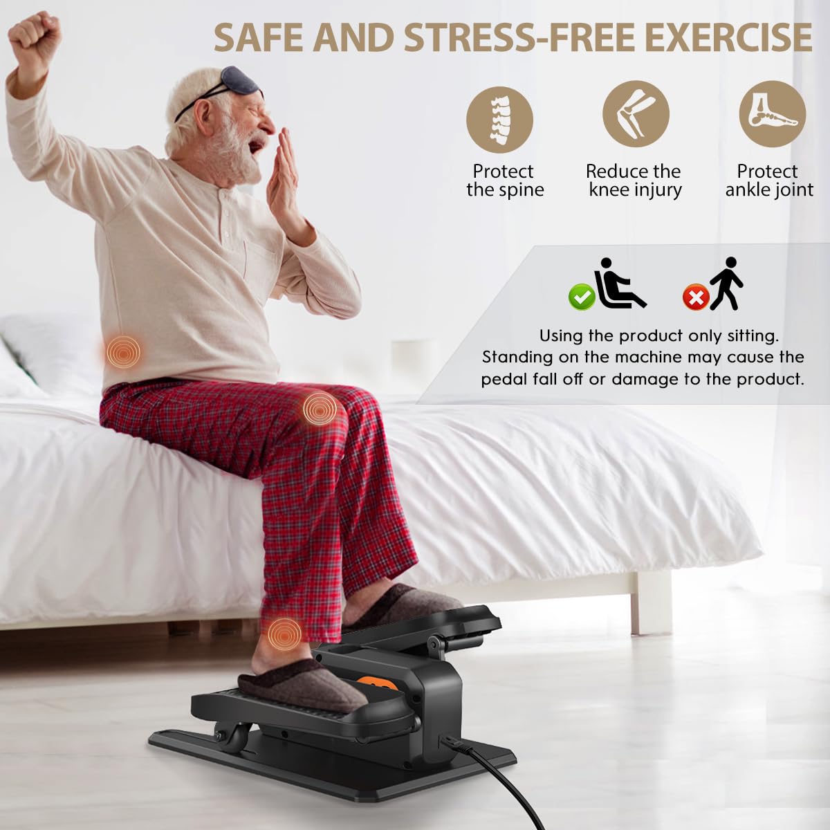 Under Desk Elliptical Machine, Electric Elliptical as Seen on TV for Seniors Adults with 15 Adjustable Speed, Quiet & Portable Electric Seated Pedal Exerciser for Home Office