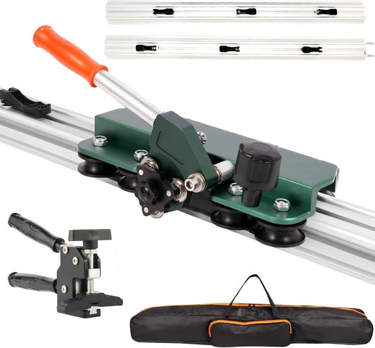 71" Manual Tile Cutter, Large Format Ceramic Tile Cutting Tool with Built-in Suction Cups & Tile Clamp, 3-Head Scoring Wheel System, for Up to 0.47-Inch Thick Tiles