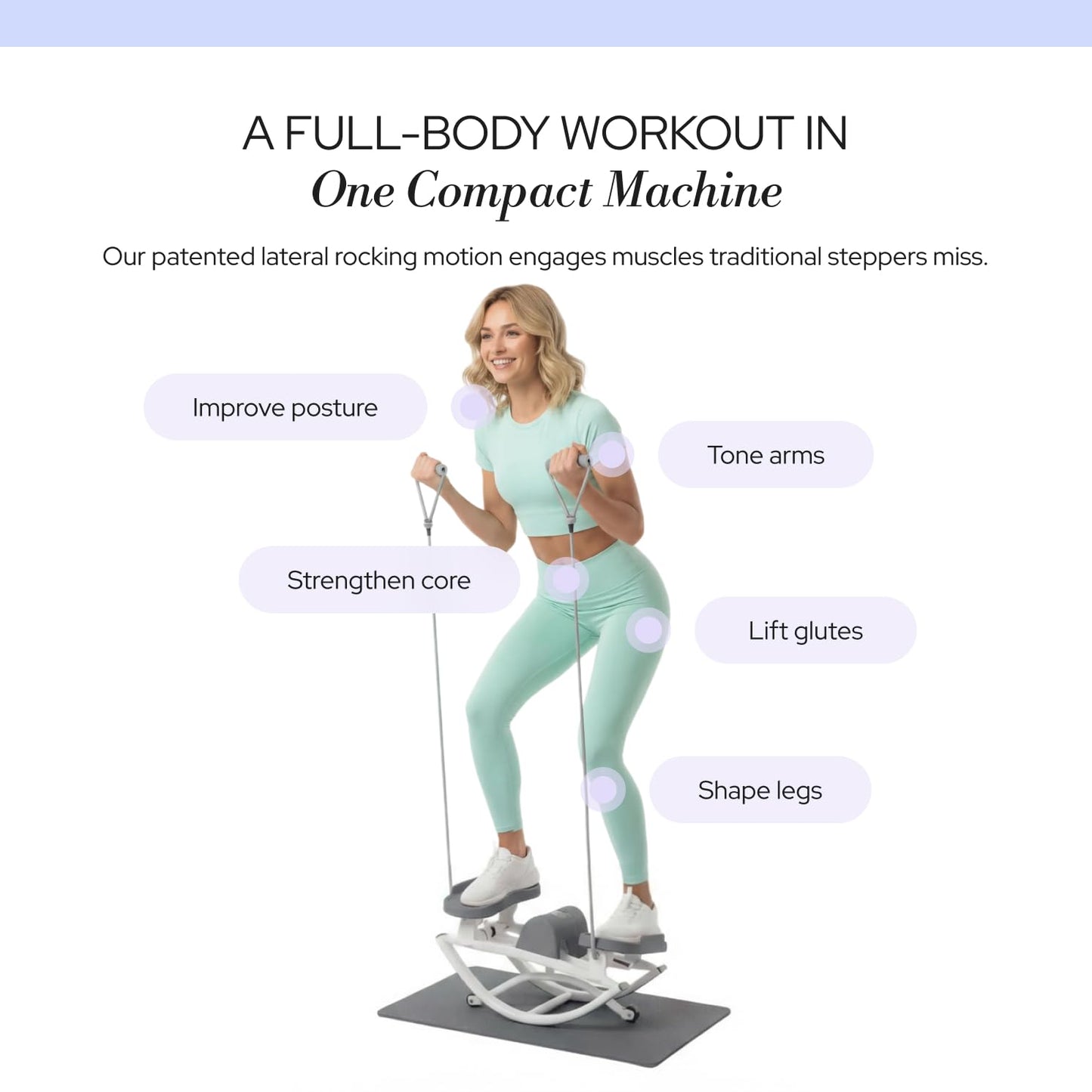 LhanelFit The Rock Stepper - Side to Side Rocking Stepper Machine for Home Workouts - Low Impact Indoor Cardio Leg Glute and Core Training - Quiet Compact Step Rocker Exercise Equipment (Gray)