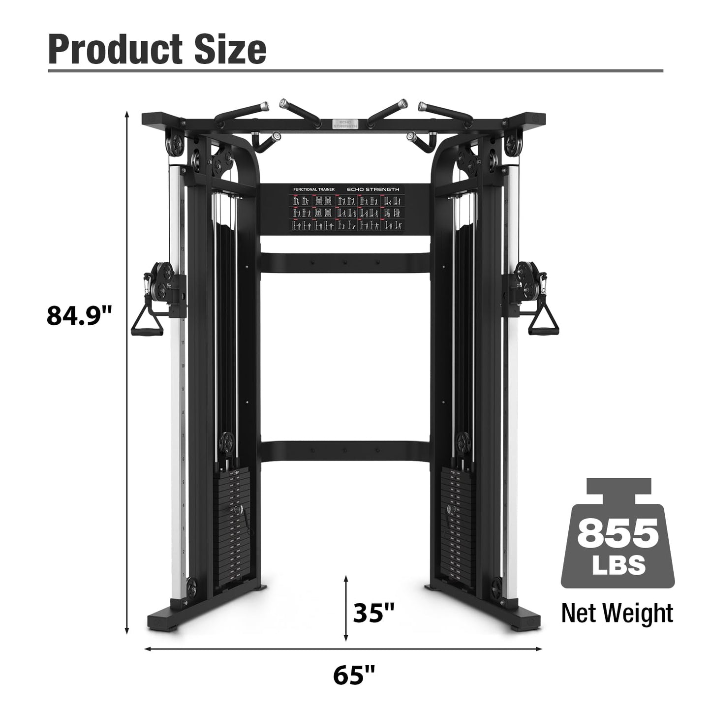 Functional Trainer Cable Machine, Cable Crossover Exercise Machine for Home & Commercial Gym, All in One Home Gym System Cable Machine and Dual Weights Stack for Cable Workout