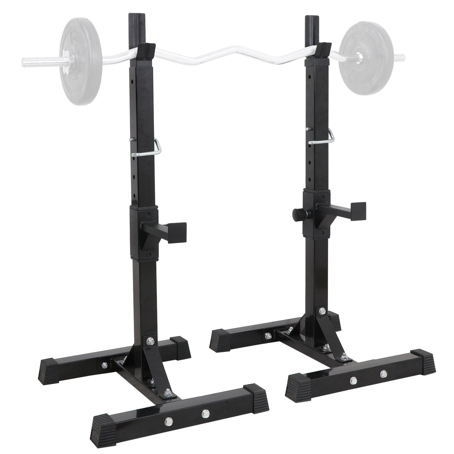 Saturnpower Pair of Adjustable Squat Rack 40inch-66inch Barbell Bracket Solid Steel Free Press Bench, Home Gym Portable Dumbbell Racks Stands, Family Sports Fitness Equipment,Black
