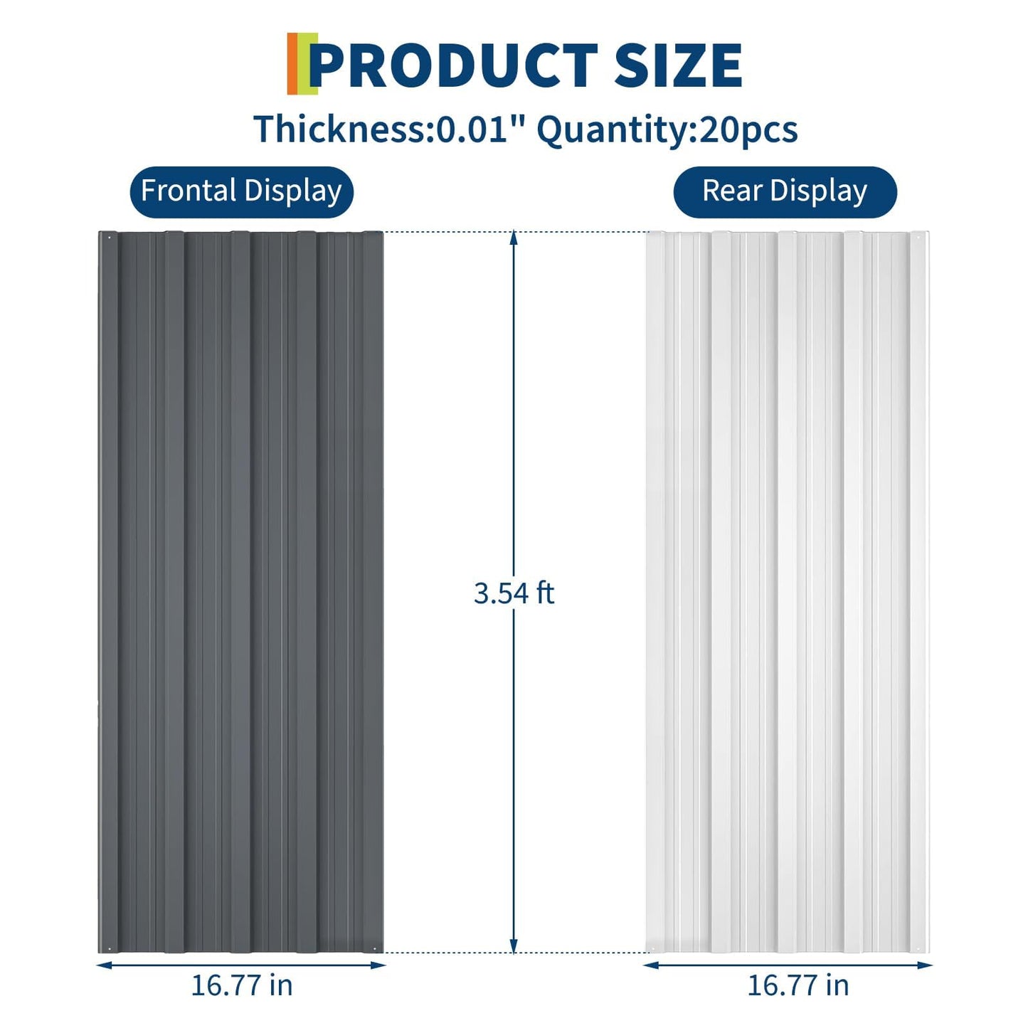 20pcs Metal Roofing Panels, 6ft Corrugated Metal Roof Panels with Screws, Heavy Duty Waterproof Galvanized Steel Roof Sheets for Outdoor Carport, Garage, Shed, Warehouse, Porch, Pergola, Patio