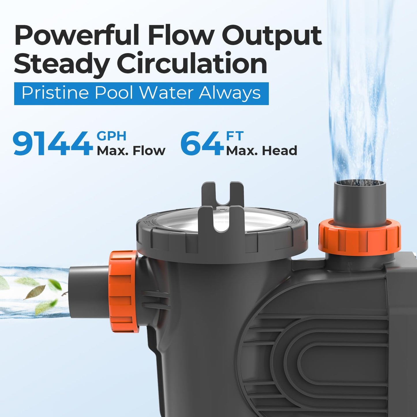 1.8 HP Variable Speed Pool Pumps,Self-Primming Above/Inground Pool Pump 9114 GPH with Timer 220-240V
