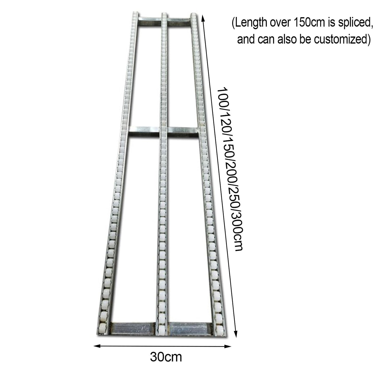 GZHENMZ Roller Stand Light-Duty Gravitys Conveyor, Splicable Roller Conveyor Slides, Portable ABS Plastic Roller, Transport Box Line Unloading Pulley(Silver-(W) 30cm,(L) 100cm)