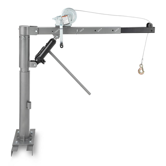 Garvee 1000 LBS Pickup Truck Crane, Hydraulic Hoist with Manual Winch, 360° Swivel, 4 Adjustable Boom, Heavy Duty Truck Bed Crane for Factory, Warehouse, Construction, Industrial Lifting - Silver