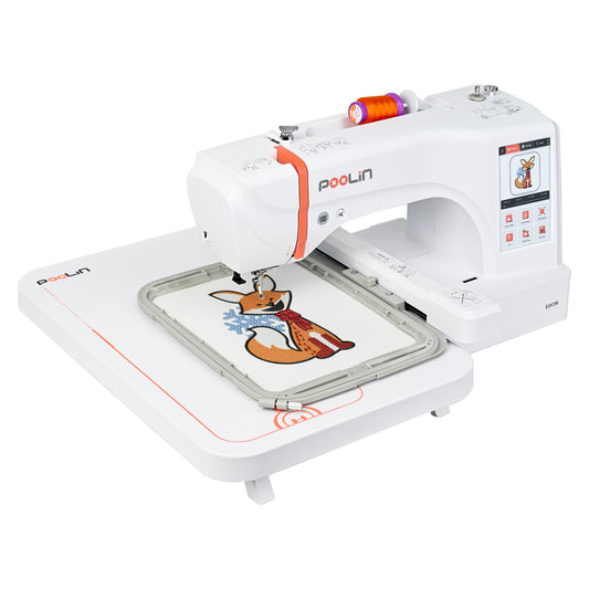 PooLin EOC06 Embroidery Machine,11"x7.9",7.9"x7.9",5.5"x5.5" Embroidery Area,Computerized Embroidery Machine for Beginners Gifts,7" Touchscreen,200 Built-in Designs,USB & Wireless