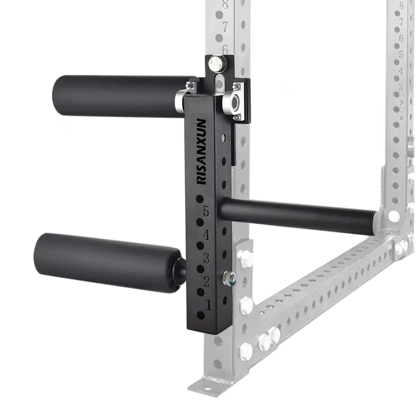 RISANXUN Leg Extension & Curl Machine, Adjustable Leg Trainer for Muscle Building - Squat Rack Attachment, 16mm/5/8" Column Aperture - Max Load 600lbs