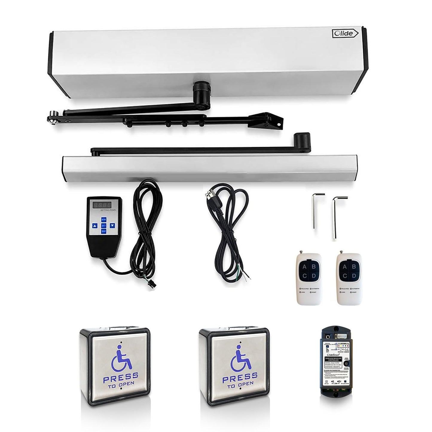 Handicap Door Opener for Disabled People, Low Energy ADA Swing Door Operator with Stainless Steel Handicap Push Buttons