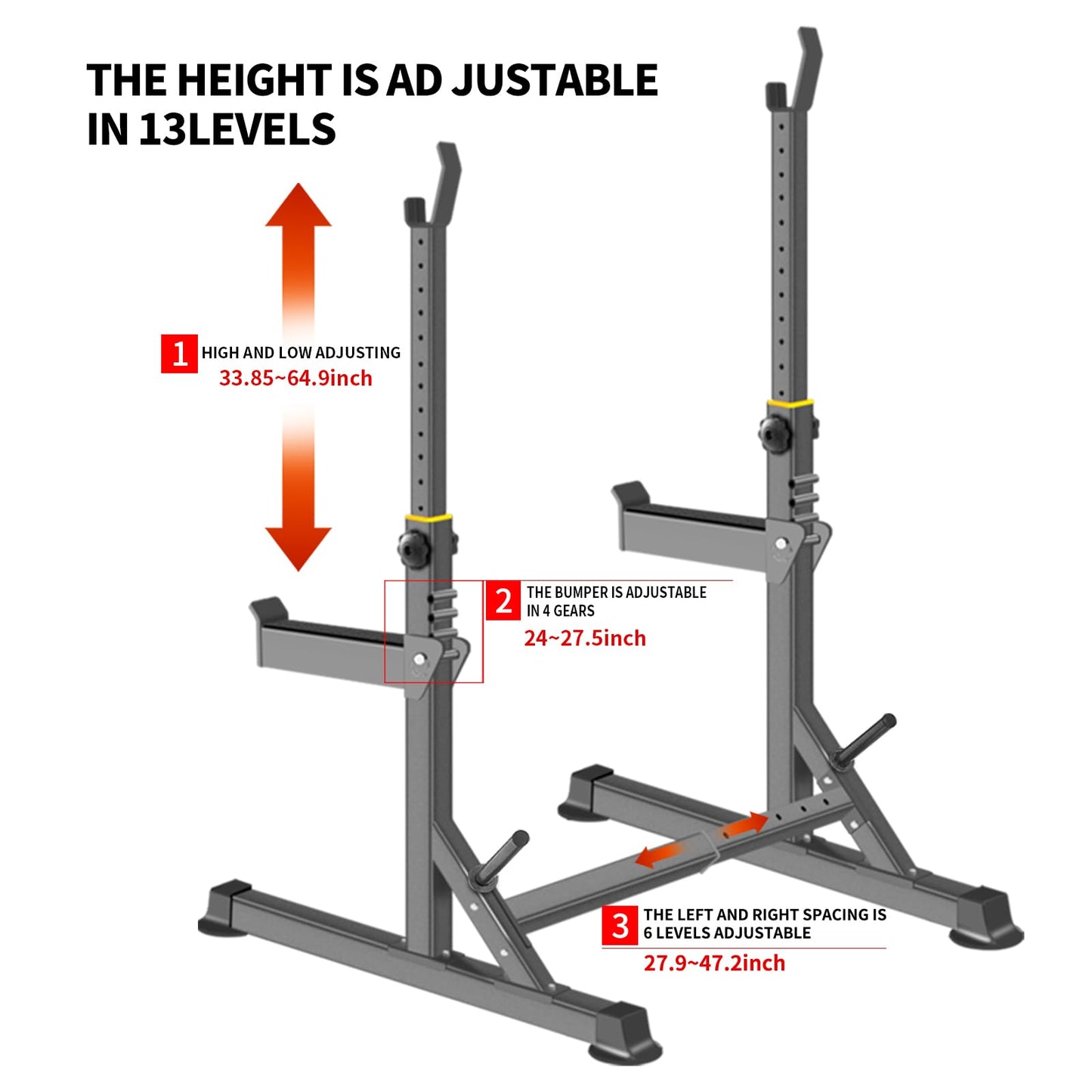 Adjustable Squat Rack,Multi-Function Barbell Rack for Weight Lifting and Home Gym Fitness Workout Portable Squat Bench Press