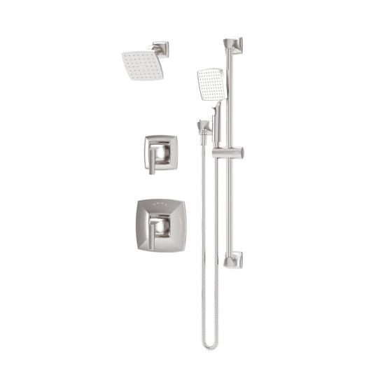 Symmons Oak HydroMersion Double Handle Shower Trim Kit with Hand Spray in Satin Nickel (Valve Not Included) - 5695STN15TRM