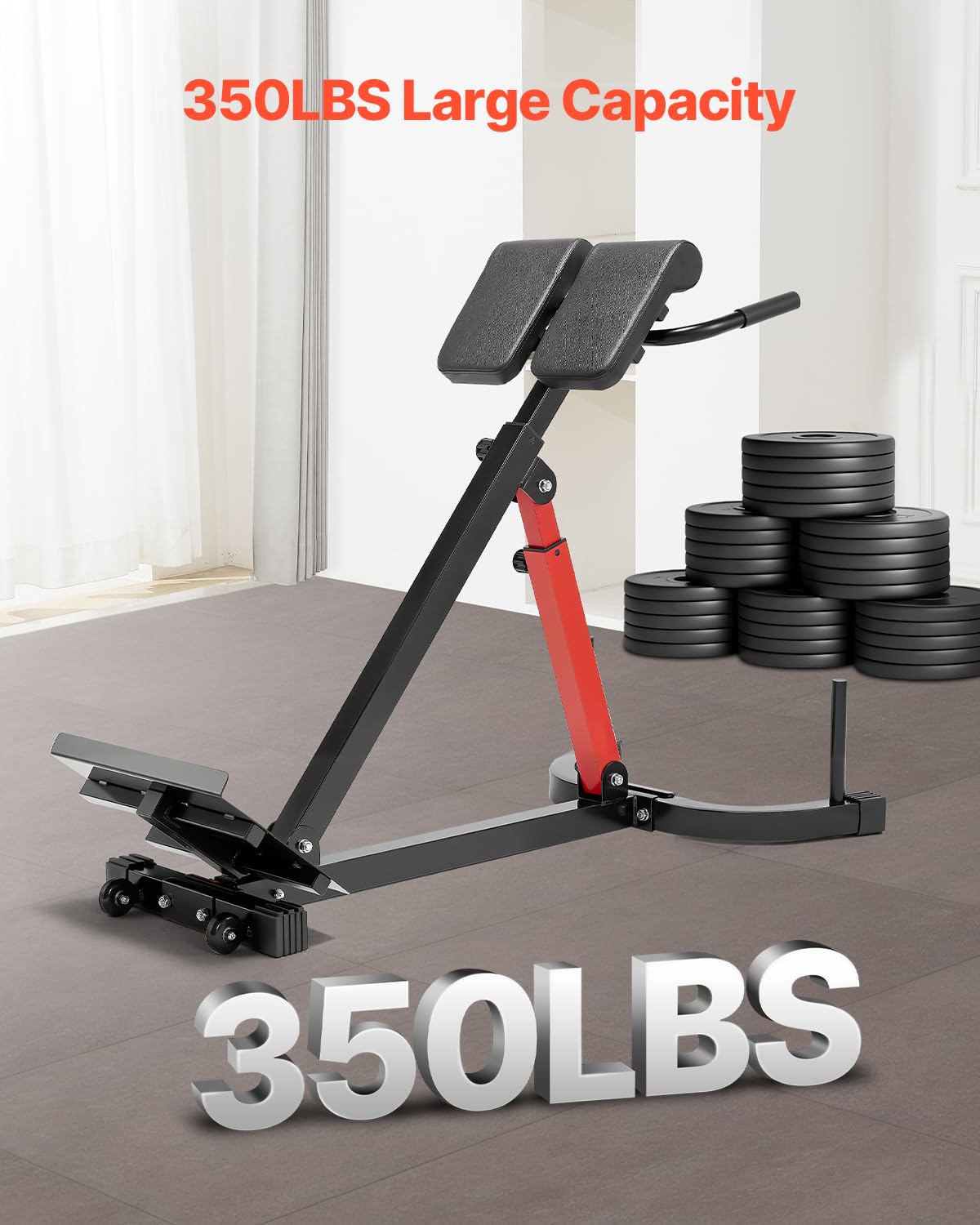 VEVOR Roman Chair Hyperextension Bench, 350 lbs Adjustable Extension Machine, Multi-Function Exercise Equipment for Glute, Hamstring, Lower Back, and Ab Workout, Fitness Weight Bench for Home Gym