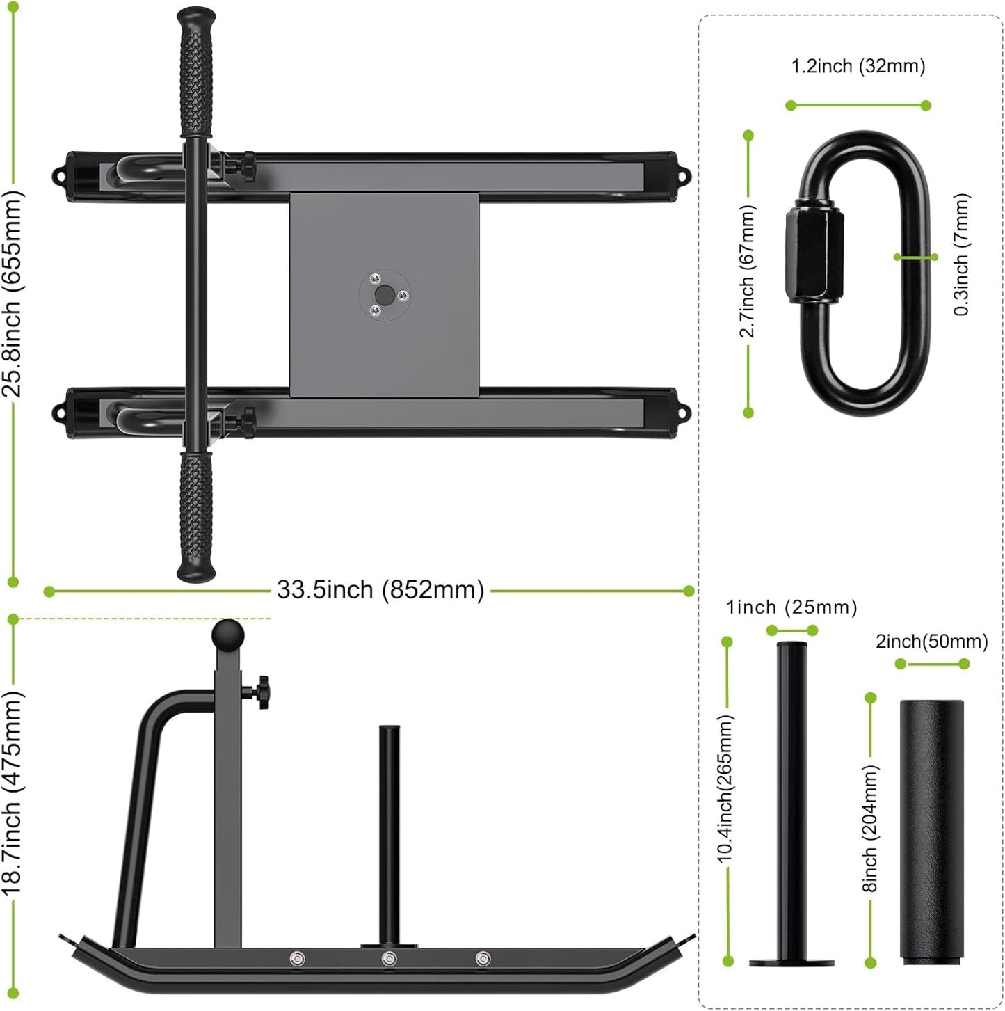 Kipika Weight Sled, Workout Sled, Fitness Strength Training Sled, Speed Training Sled for Athletic Exercise, Speed Improvement, Easily Through Obstacles, Suitable for 1" & 2" Weight Plate (D- Black)