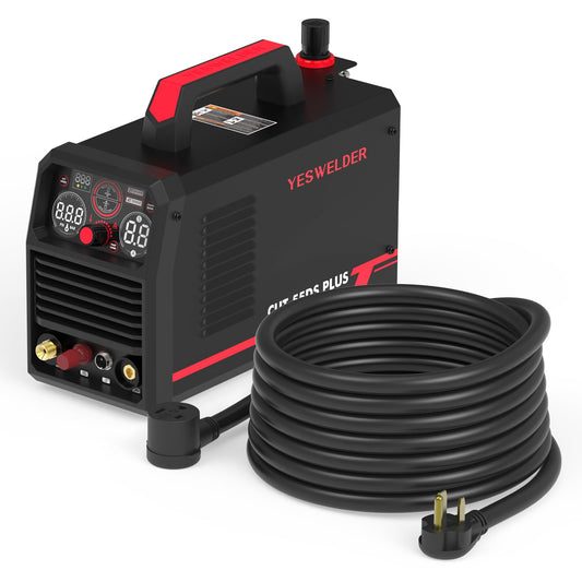 YESWELDER CUT-55DS PLUS Plasma Cutter, 55Amp Non-Touch Pilot Arc Air Power, 2-In-1 Plate Cutting/Grid Cutting Plasma Cutting Machine & 40ft 250 Volt Welder Extension Cord 8 AWG Power Extension